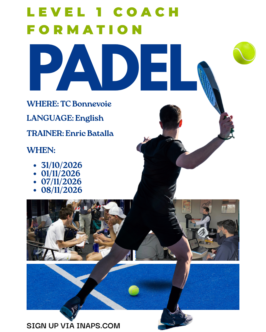 Blue & White MInimalist Padel Sport Center Instagram Post